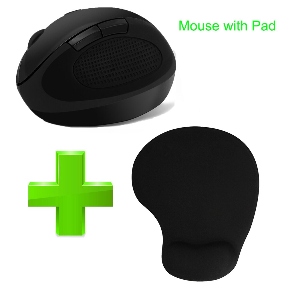 Mini mão pequena mause do computador 5d do usb de dpi com a almofada do rato 2.4g sem fio ergonômico rato vertical ótico dos ratos do jogo 800/1200/1600: Black Mice And Pad