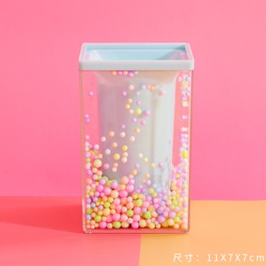 Soporte de bolígrafo de espuma, bonito organizador de escritorio, estilo Kawaii, papelería, para estudiantes: Square Blue