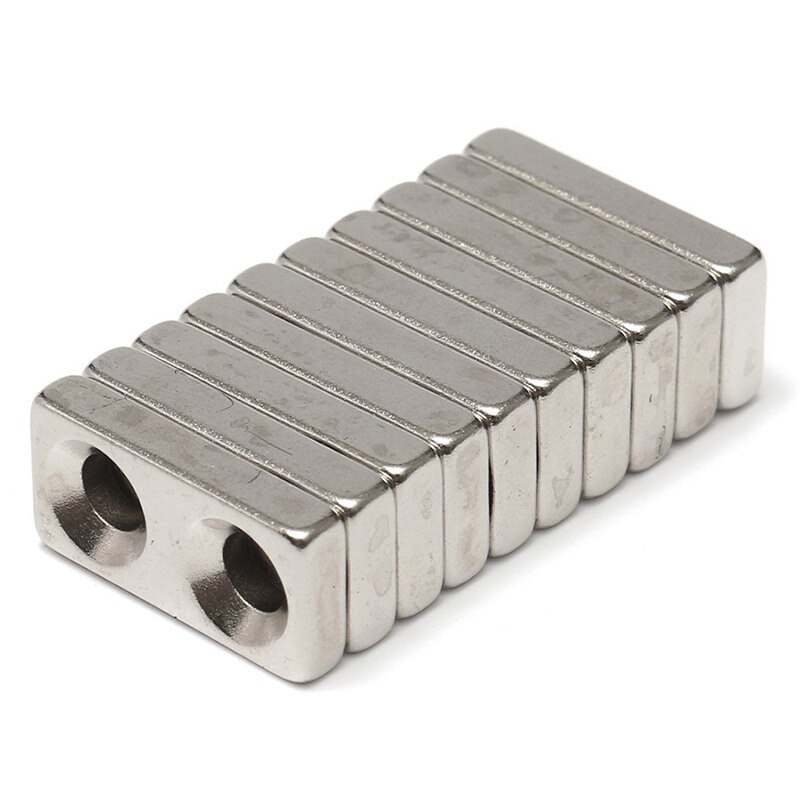 10 stuks  n35- klasse supersterke blok verzonken neodymium netten 20 x 10 x 4mm