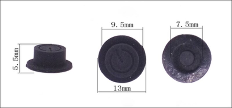 20 stk hale vandtæt kontakt knap gummi knap led ladning blænding lommelygte kontakt tilbehør tætning gummihætte: 9.5 mmx 5.5mm