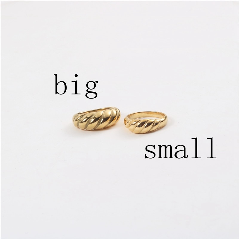 18K Gold-Plated Titanium Stainless Steel Twisted Croissants Rings Threads Geometric Rings for Women Minimalist Chunky Jewelry