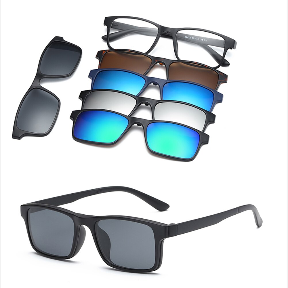 RUISIMO 5 lenes Magnet Sonnenbrille Clip Gespiegelt Clip auf Sonnenbrille clip auf gläser Männer Polarisierte Nach Rezept Myopie