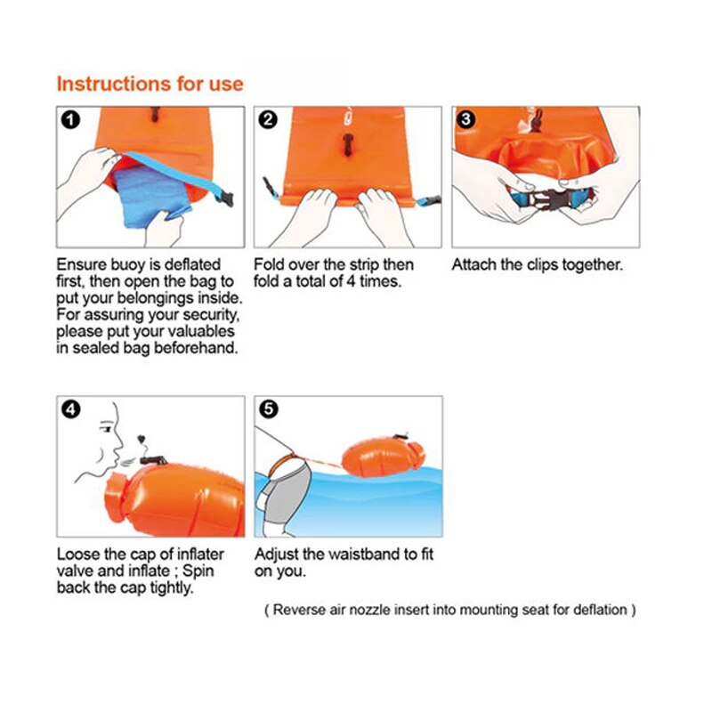 Svømningsbøje oppustelig svømmetur taske svømning multifunktion flydetør vandtæt til livbælte vandsport