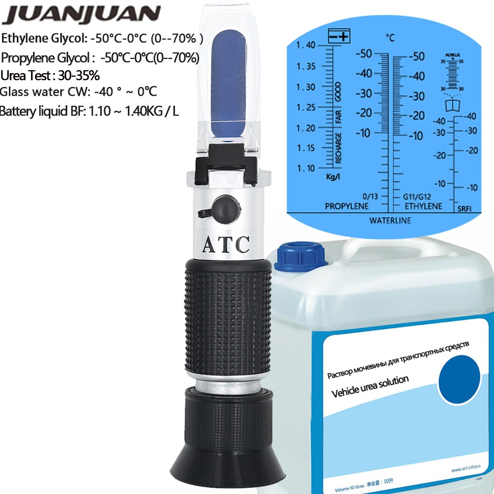 4 in 1 håndholdt refraktometer køretøj urea tester 30-35%  adblue væske glycol batteri frostvæske koncentrationsmåler atc 20% off: Rf010