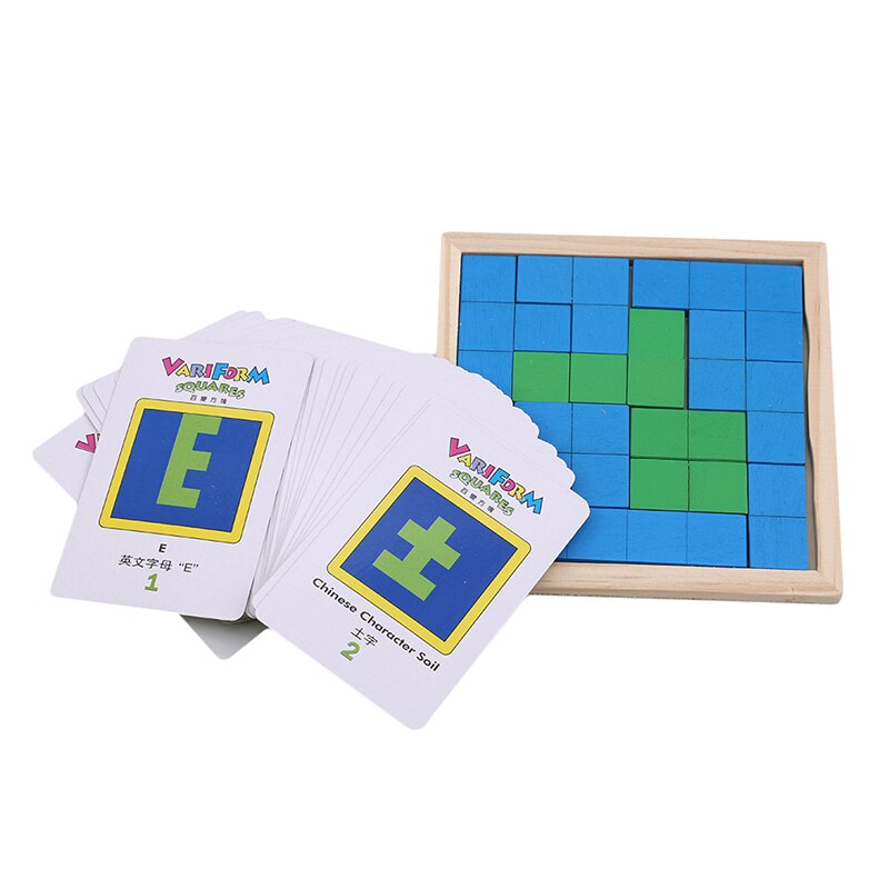 1 sæt træ sort puslespil tetris pass spil børnehave uddannelse oplysning pædagogisk legetøj 2-6 år gammel