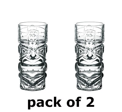 Tiki-vaso de cristal exótico "Zombie" para cóctel, cristal resistente alto de Tiki Premium, 15oz (450ml),: Pack of 2