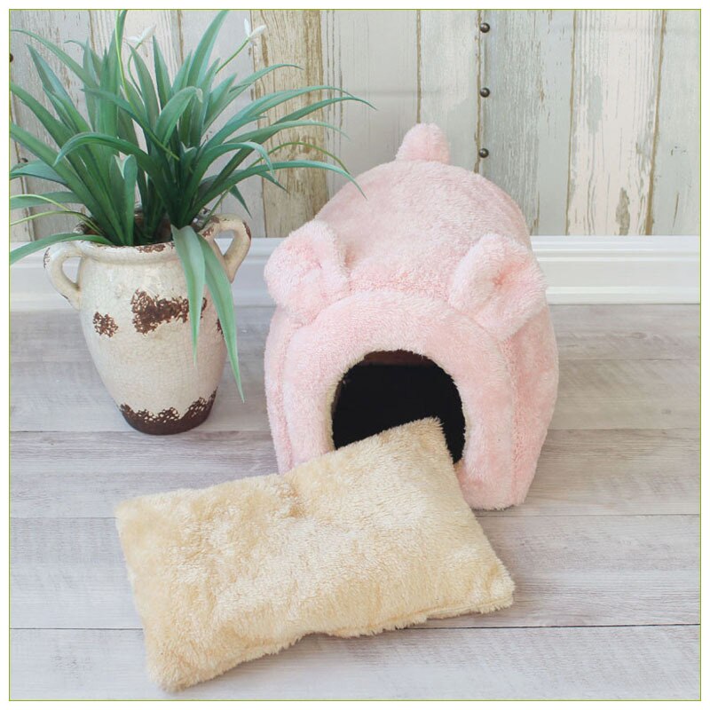 Kleine Hond Huis Kat Cave Bed Teddy Chihuahua Kennel Thicken Warm Puppy Nest Bulldog Huisdier Yurt Tent Kleine Dieren bed Met Mat