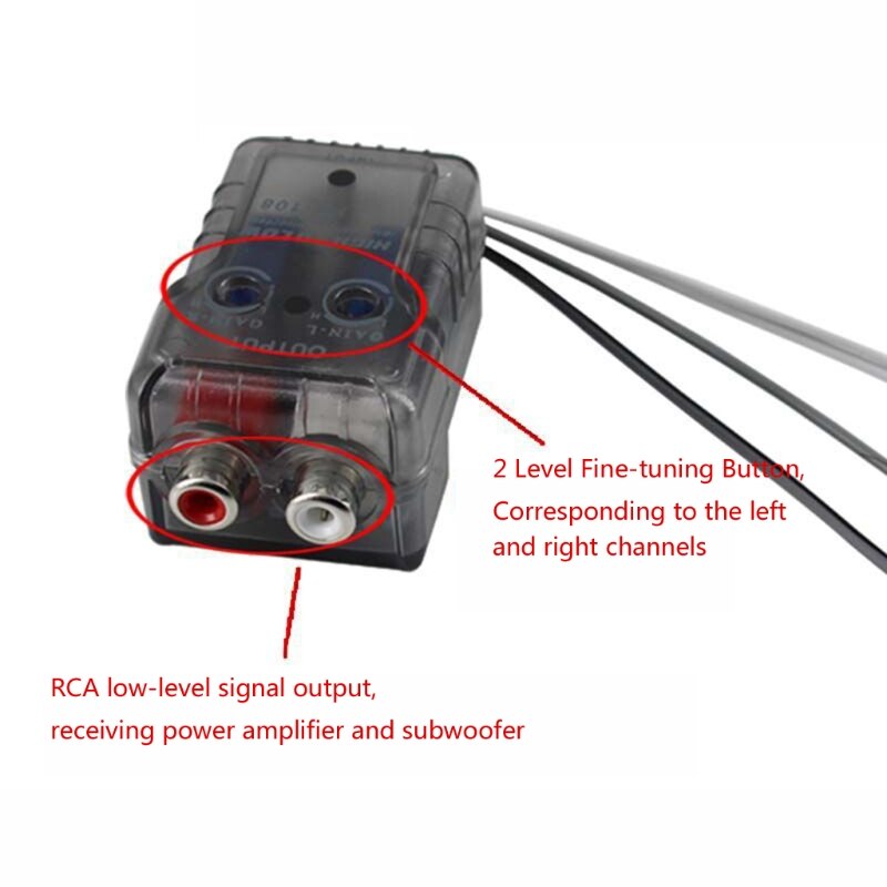 High Level Speaker Signal to Low Level RCA Adapter Car Audio High to Low Subwoofer Audio Converter G99F