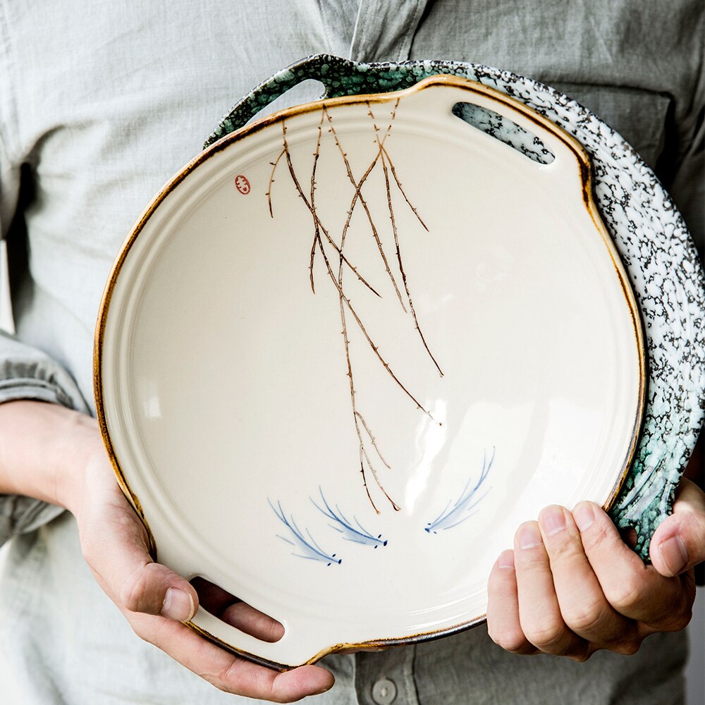 Bone China Food Plate Dinnerware Hand-Painted Ceramic Pottery Tableware Round Bina Dish Plate Salad Plate