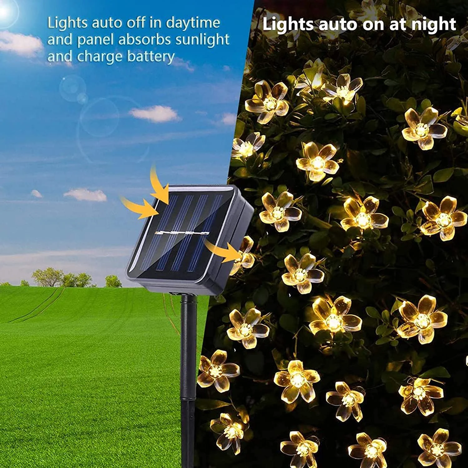 Solar Garden Light Led Flower Lighting Fairy String Lights Outdoor Christmas Chain Lamp Blossom Festoon Party Home Decoration