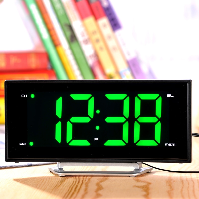 LED Digital Clock FM Radio Alarm Clocks Electronic Table Mirror Watch Smart With Luminous For Office Bedroom Large Display