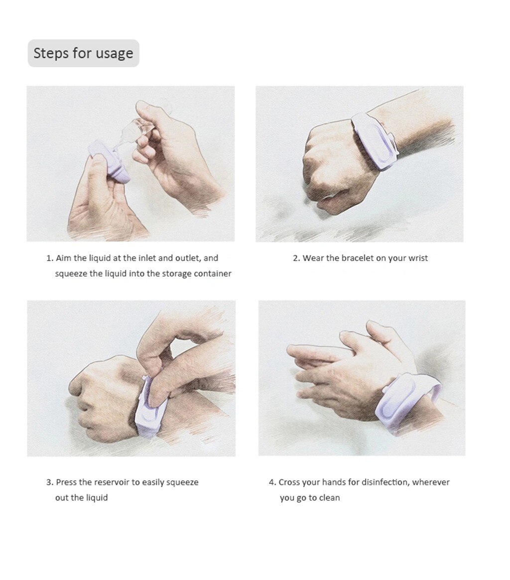 30#Wristband Hand Dispenser Hand Sanitizer Dispensing Silicone Wearable Dispenser Pumps Disinfecta Wristbands Hand Wrist Band