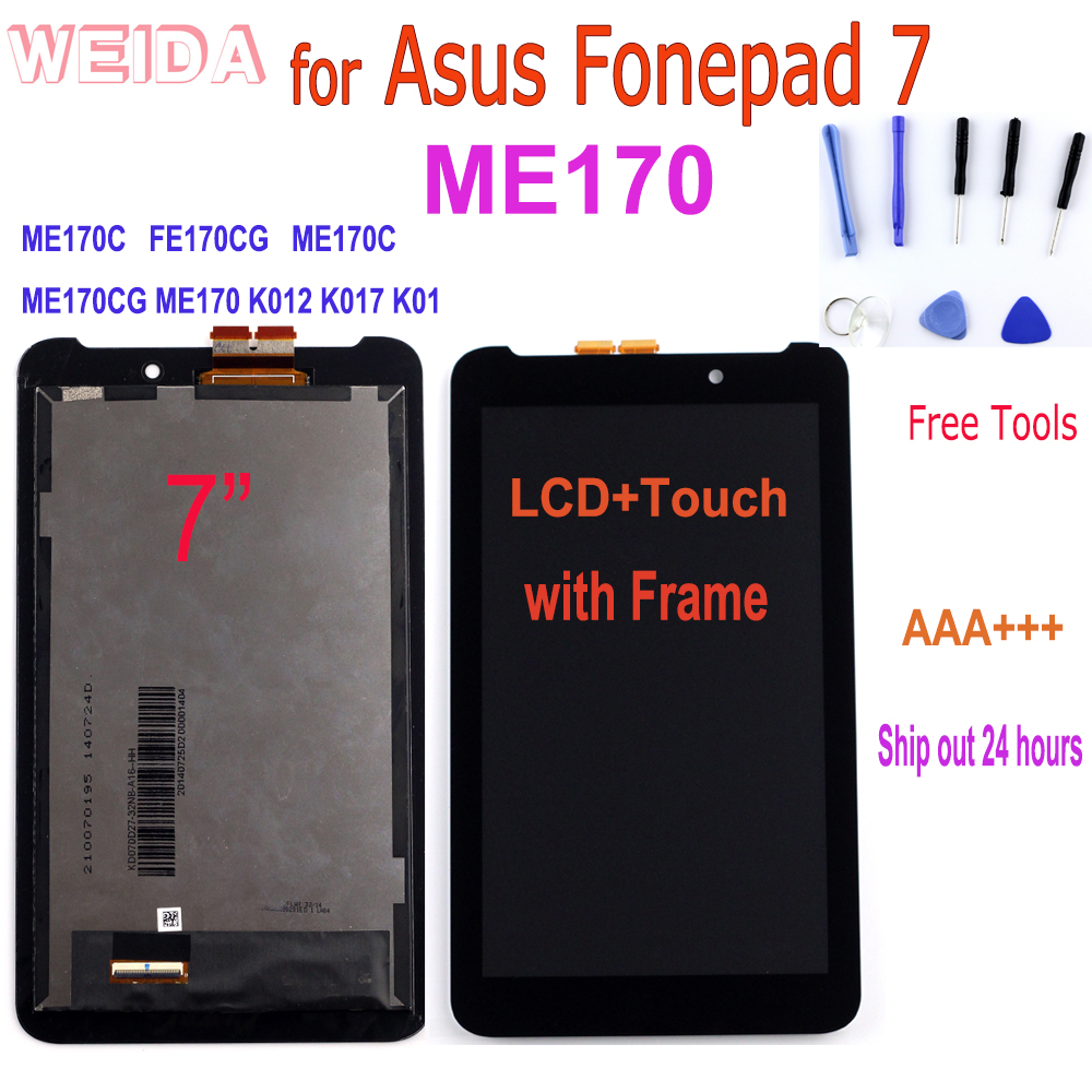 7 '' voor asus memo pad 7 me170 me170c k012 k017 k01 lcd-scherm touchscreen digitizer montage met frame vervanging tablet pc