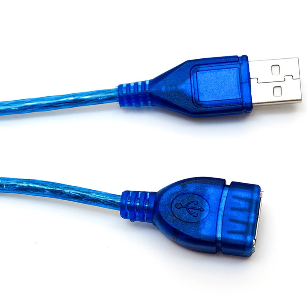 1/1.5/2/3-M Anti-Interference Extension Cable USB 2.0 Female Extension High Speed Data Sync Cord Blue Standard