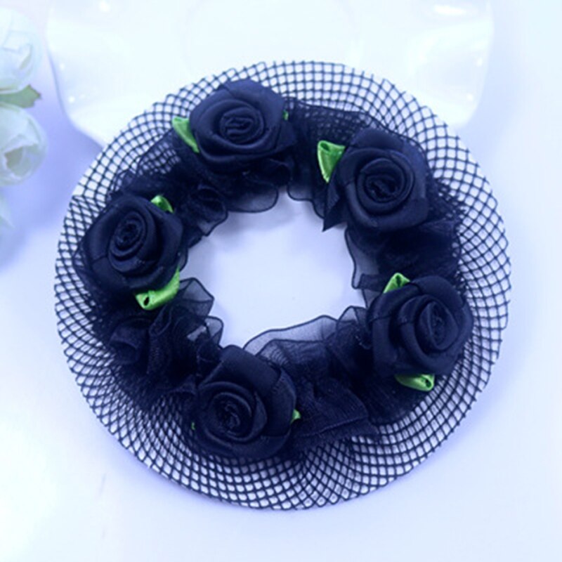 Kids Flower Bun Hair Nets Hair-net Elastic Girls Dancersr Cute 1PC Ballet Dance Grade Examination Adjustable 5 Colors: Black