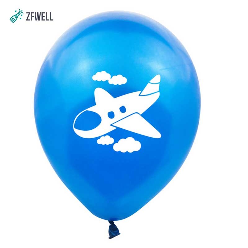 Zfwell 12 stk 12 tommer latex ballon tegneserie trykning fly mønster børn fødselsdag tema fest legetøj ballon baby shower del 8: Mørkeblå