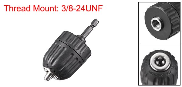 uxcell 1pcs 1/2" 3/8'' Drill Chuck Round/Hex Shank 3-Jaw Keyless Chuck with SDS-Plus 1/2inch-20UNF 3/8inch-24UNF: 0.8mm-10mm Hex