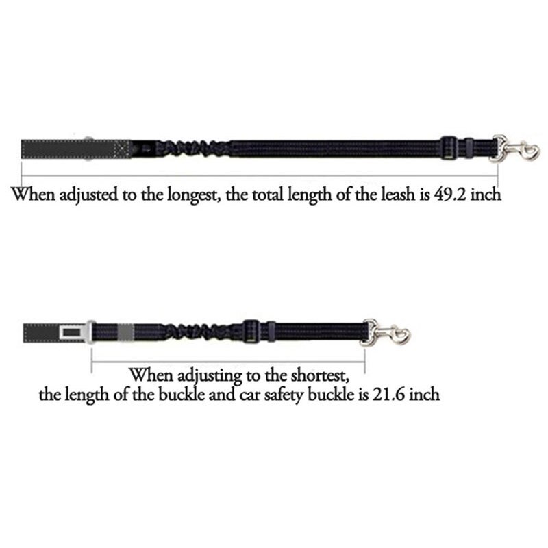 Reflekterende strikk hundebånd uttrekkbart kjæledyrbånd med bilsikkerhetsspenne for små mellomstore og store hunder