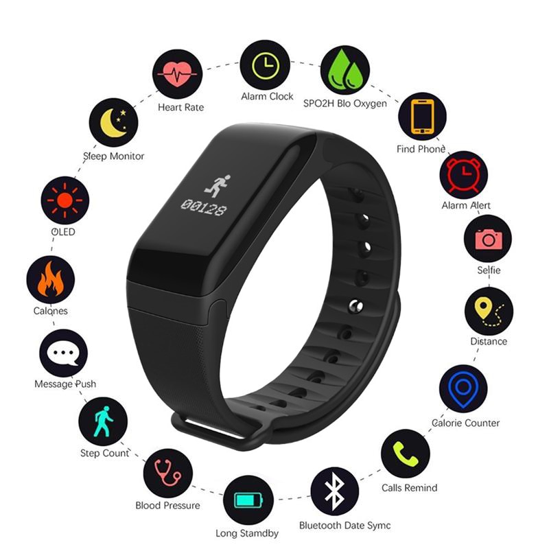 F1 älyranneke  ip67 verenpainemittari älyranneke aktiivisuusranneke fitness-seuranta askelmittari androidille ja ios:lle