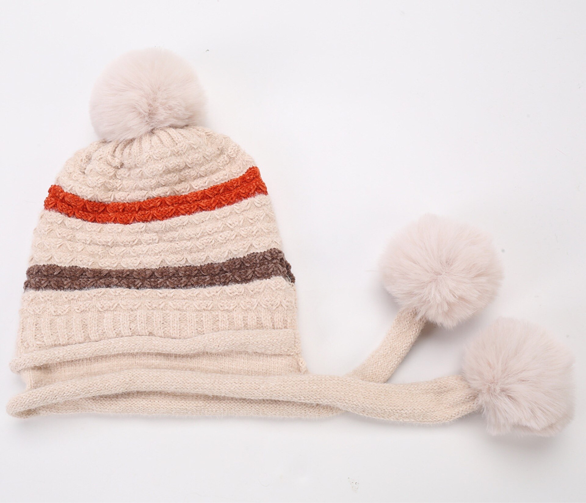 Gorro de punto de terciopelo para mujer, gorro grueso de estilo Ruso, negro, azul marino y blanco, cálido, novedad de otoño e invierno,: Beige