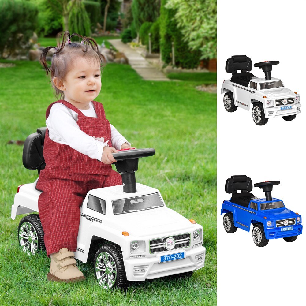 HOMCOM Coche Correpasillos para Bebé de 18-36 Meses Coche sin Pedales con Faros Música Bocina Compartimento de Almacenaje y Respaldo Alto 68x30,5x41,5 cm