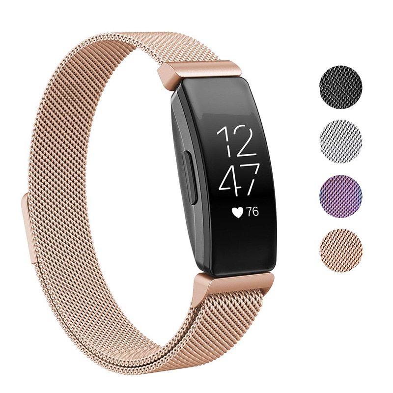 Universaali milanese kellon ranneke ruostumattomasta teräksestä kellon hihnan vaihtorannekkeen kellon ranneke fitbit inspire hr heart -älykellolle: Ruusukulta / L