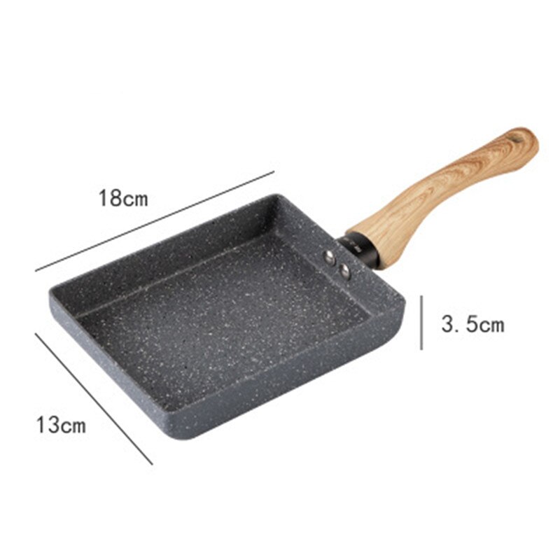Multifunctionele Non-stick Rookloze Vierkante Aluminium Pan Koekenpan Anti Plastic Houten Handvat Comfortabel Voelen Handig Pannen: gray S