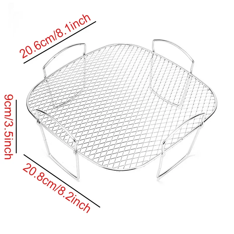Multi-layer Detachable Grill Rack Thickened Air Fryer Baking Rack Metal Square/Round/Rectangle Oven Grill Racks Kitchen Tools: Brown