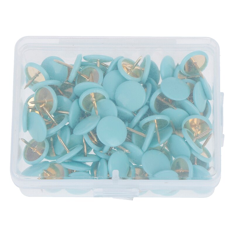 100Pcs Round Push Pins Notice Board Map Thumb Tacks Point Bulletin Drawing: Sky Blue