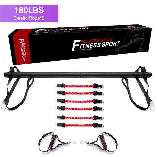 Equipo mejorado de barra de Pilates/Yoga/entrenamiento, con línea de Hipsline ajustable, estiramiento muscular, EVA, antideslizante, banda de resistencia de alta elasticidad: plum