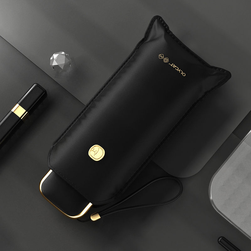 Xiaomi-paraguas plano y automático para mujer, sombrilla ultraligera de viaje, portátil, Anti UV, plegable, 6 varillas: Black B
