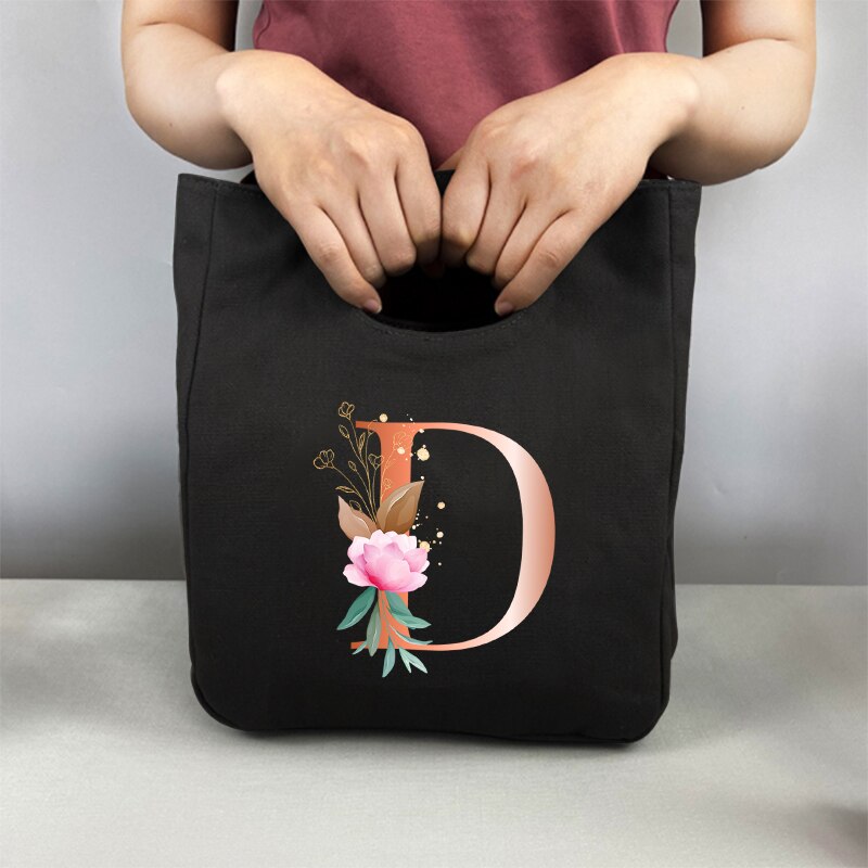 Pomarańczowe litery Unisex przenośna torba na Lunch izolowane pudełko na Lunch Tote Bag biuro lodówka pojemnik torba do przechowywania żywności Tote Bag: 9OrangeD