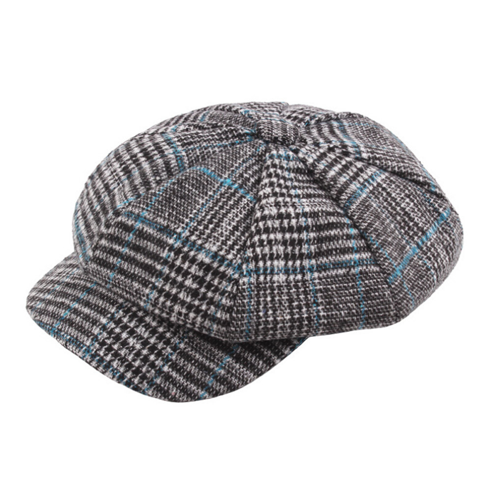 Hoed Vrouwen Unisex Vintage Twill Katoen Baseball Cap Vintage Unadjustable Hoed Sombrero Mujer Casual Mode Plaid Hoed: Gray