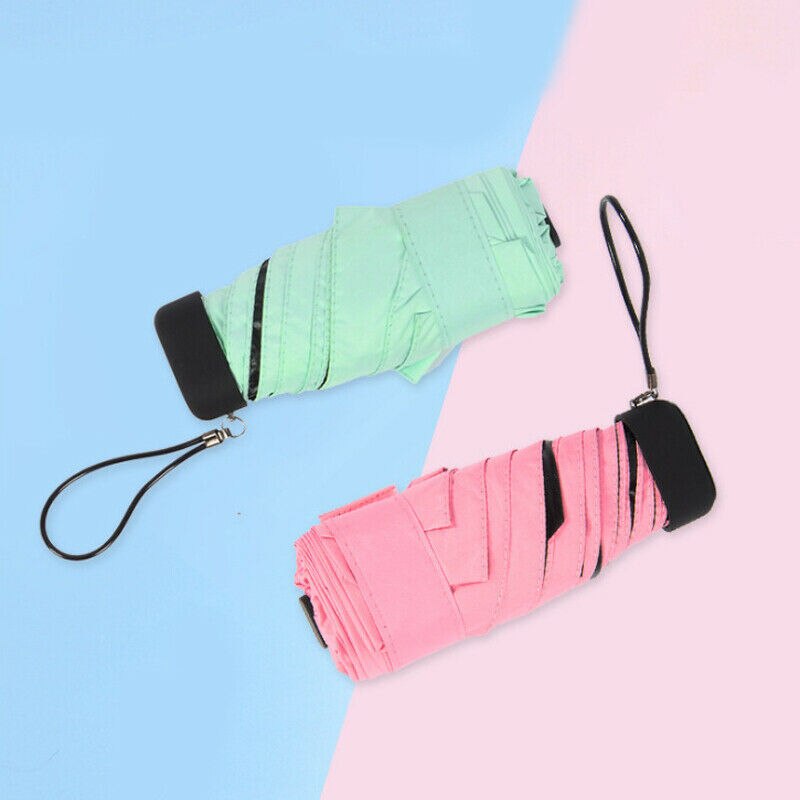 Solid Sun Rain Pocket Umbrella Anti UV Mini Folding Windproof Lightweight Travel Women