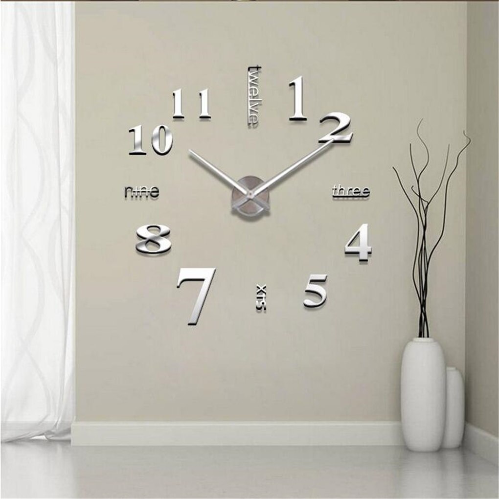 Modern Mini DIY Large Wall-Clock Sticker Mute Digital 3D Wall Big Clock Living Room Home Office Decor Christmas