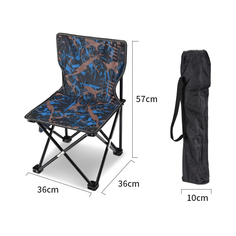 Draagbare Klapstoel Outdoor Kruk Voor Vissen Wandelen Picknick Bbq Oxford Doek Opvouwbare Camping Strand Stoel Ultralight: Dark Blue-L