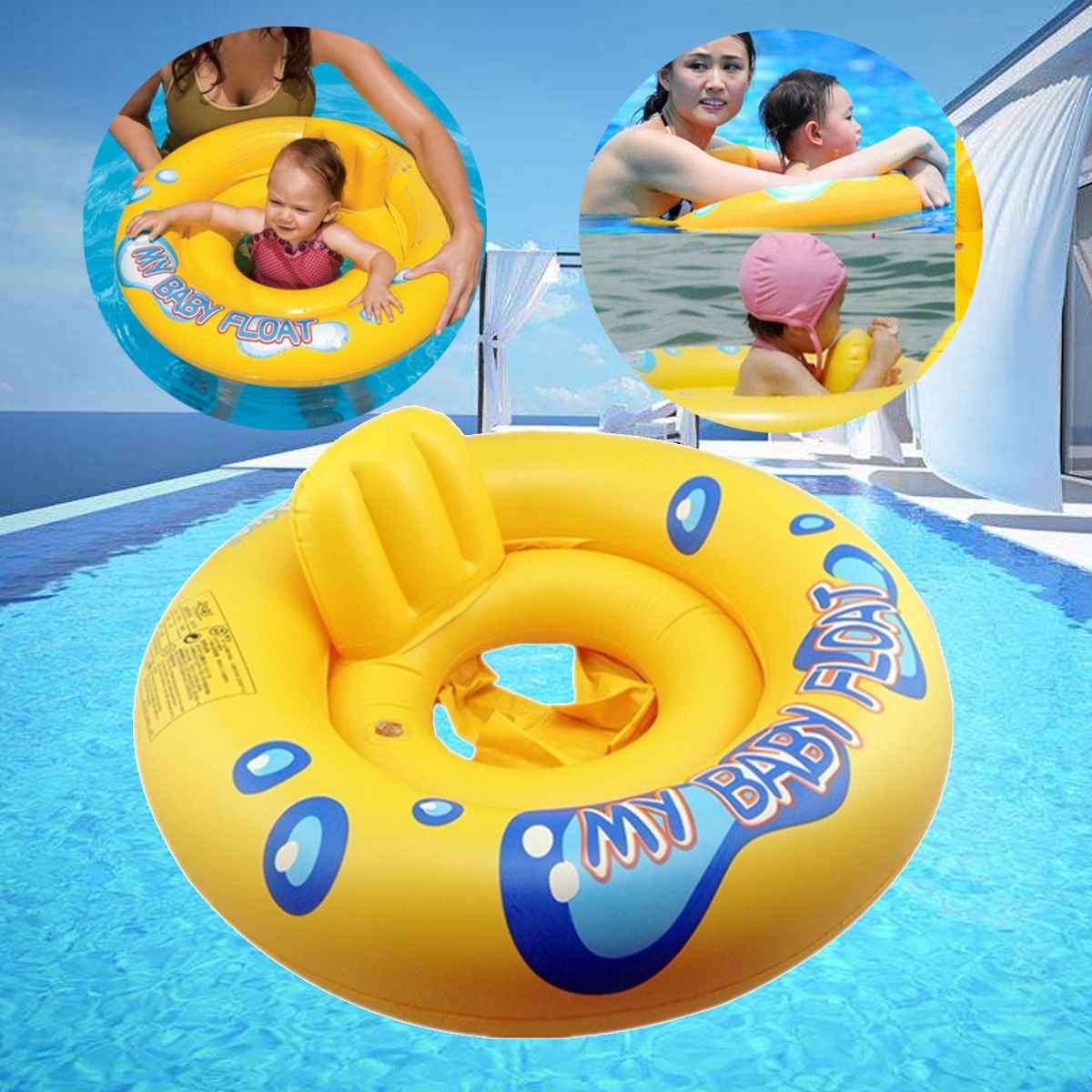 Safe Inflatable Baby Swimming Ring Pool Infant Swimming Pool Float Adjustable Sunshade Seat Baby Bathing Circle Inflatable Wheel