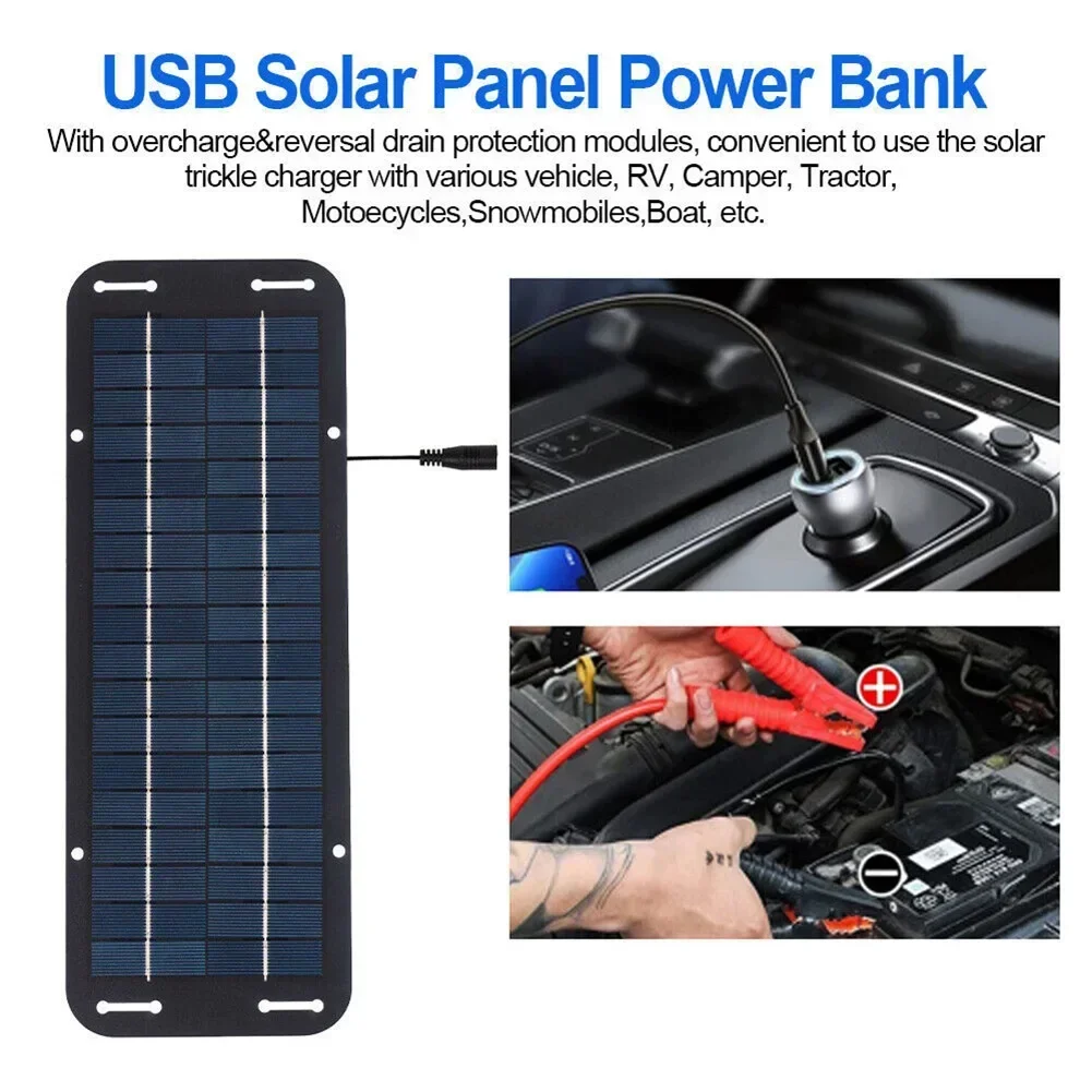 30W Solar Panel 12V Trickle Charger Battery Charger Set/Kit With Double-Headed Clip And USB Female Cable Maintainer Boat Car RV