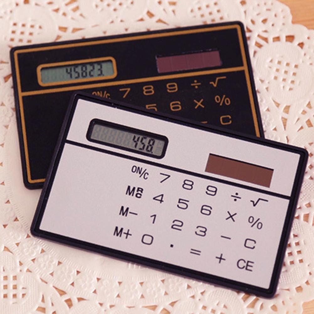 Pocket Zonne-energie Slim Credit Card Formaat 8 Digit Home Office Mini Rekenmachine