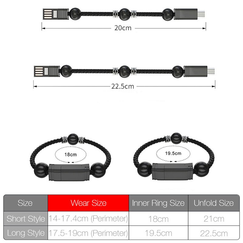 Usb Opladen Armband Charger Smart Sieraden Kraal Polsbandje Snelle Data Kabel Voor Iphone C Micro Usb Android Telefoon Autolader