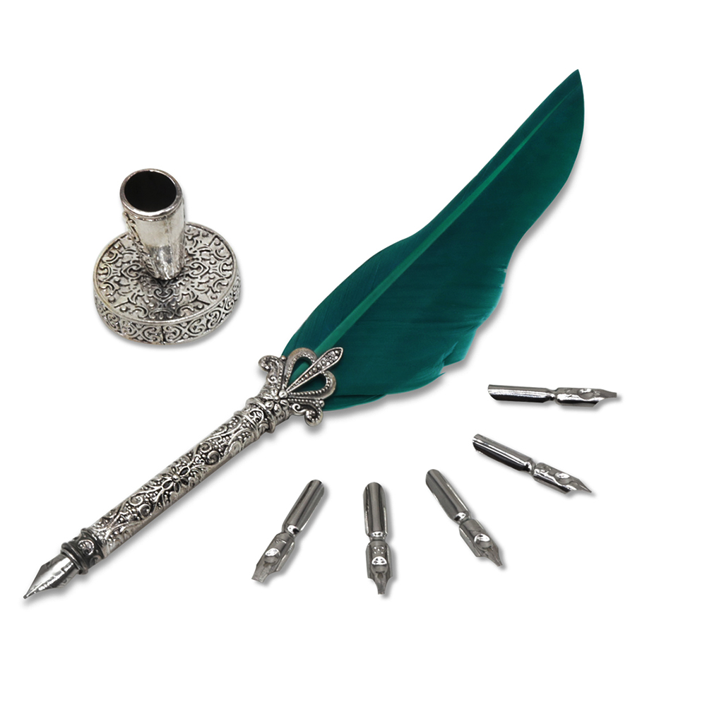 Baspenna med 5 spetsar engelsk kalligrafi fjäderpenna skrivbläckset med 5 spetsar bröllopspenna med fjäderpenna reservoarpenna: Default Title
