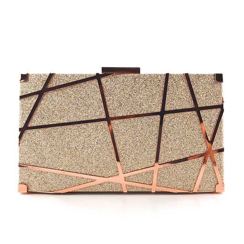 Pailletten Kupplung Tasche Weibliche Luxus Abend Taschen Metall Kette Handtasche Frauen Schild Kupplungen Hochzeit Bankett Geldbörse und Handtasche: Champagner