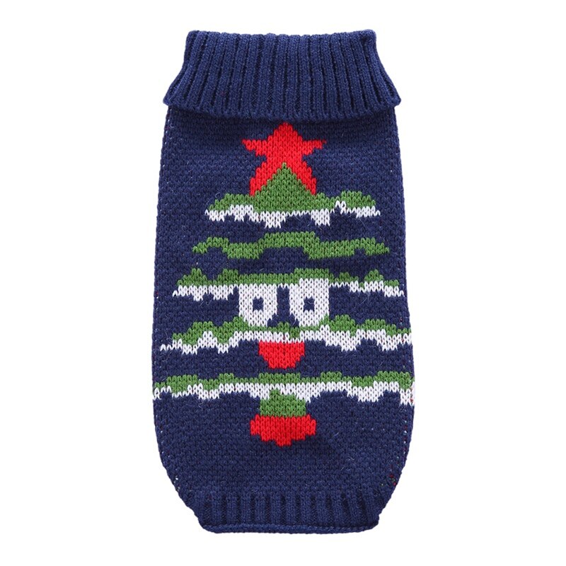 Kerstserie hondentrui wollen jassen chihuahua kerstman warme gebreide kleding puppy winteroutfits voor kleine en middelgrote huisdieren: Blauw / Ik