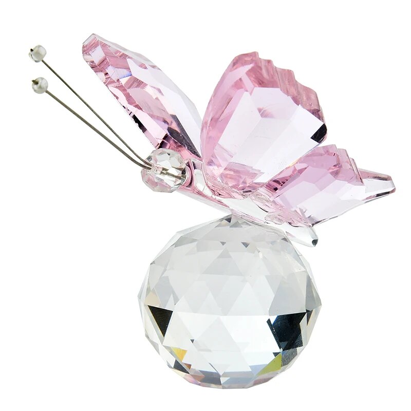 1 pçs borboleta de cristal com bola estatueta casa decoração casamento artesanato vidro coleção ornamentos mesa lembrança presentes: Azul