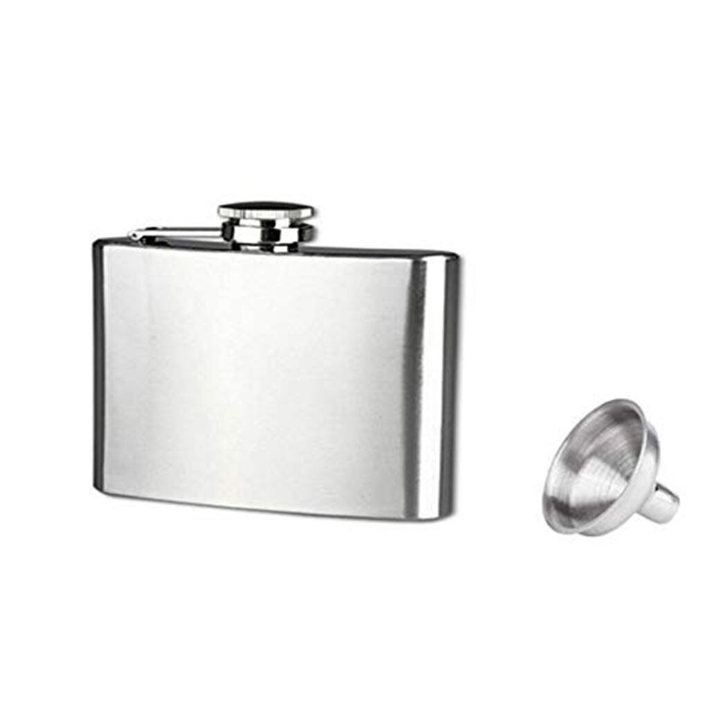 Botella de acero inoxidable para bebidas, frasco con tapa para licor, Whisky, Alcohol, embudo, , 1 ud.,: 4oz