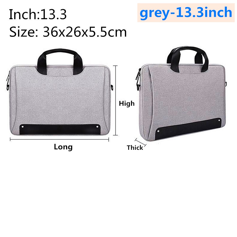 Waterproof Laptop bag 13.3 14.1 15 15.6 Inch Laptop Shoulder Bag Protective Case: grey-13.3inch