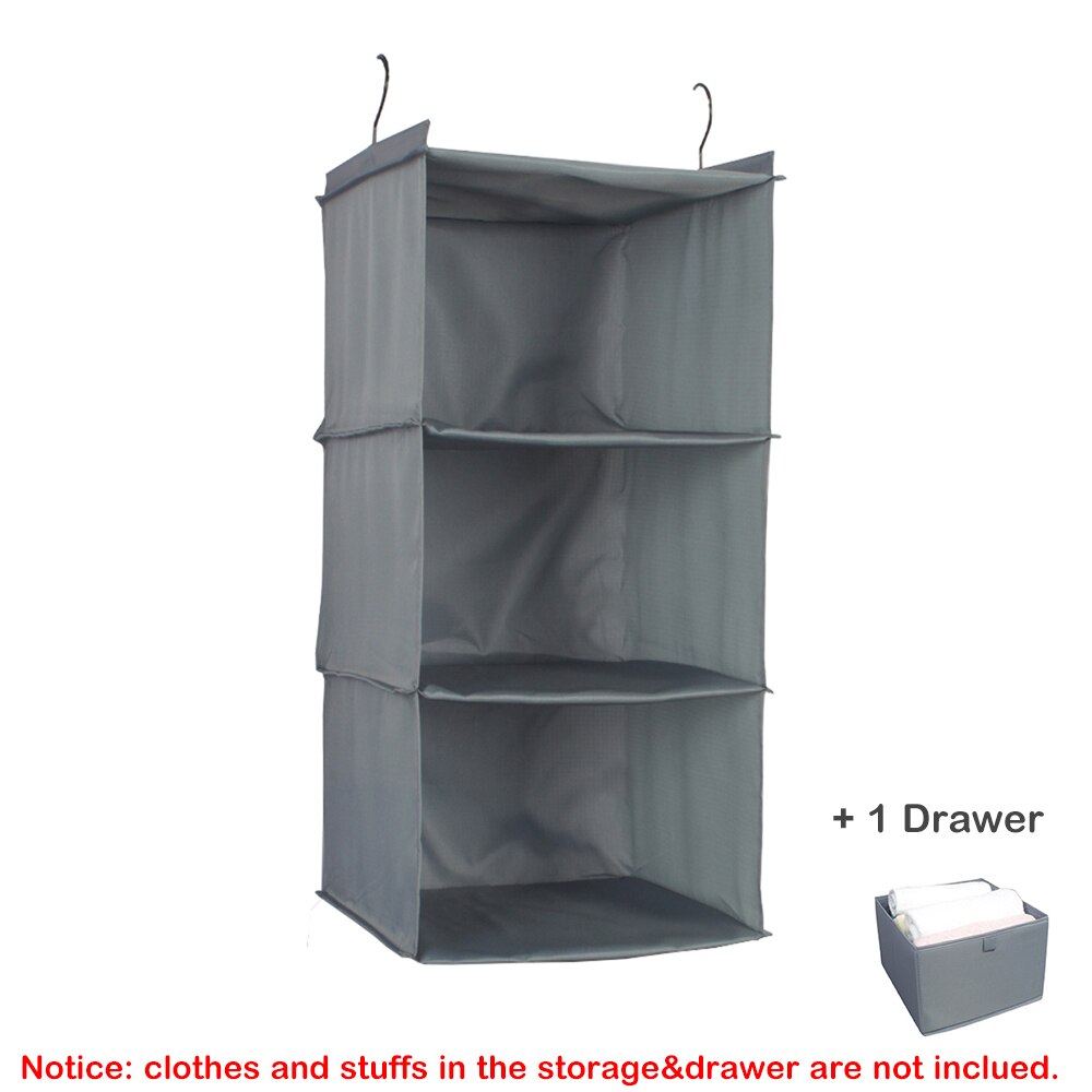 3/4/5/6 Layers Hanging Closet Organizer Home Organizer Holder Hanging Organizer Hook Drawer Rack Closet Wardrobe Storage Bags: 3-Layer with Drawer