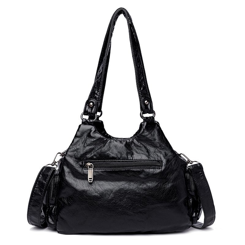 Couro do plutônio bolsa de ombro para as mulheres lavado afligido moda bolsa rebite vintage sacos 2020 novo pacote feminino preto hobos