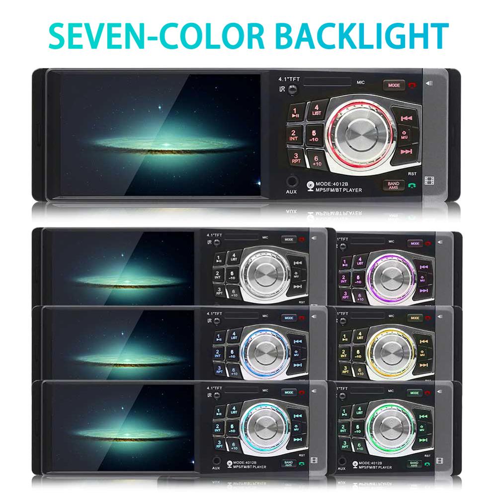 Car Radio 1 Din Auto Audio 4012B 4.1 Inch Stereo FM Bluetooth 2.0 USB MP5 Support Rear View Camera Steering Wheel Remote Control