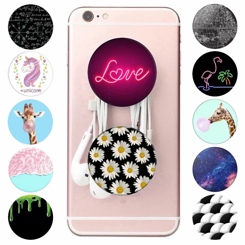 Support de téléphone portable rond et coloré, pivotant et extensible, idéal pour la poche ou le bureau